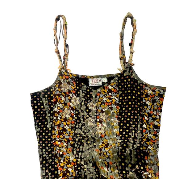 One Body of Love Steve Barraza Boho Hippie Dress Floral Embroidered Size Large - Picture 2 of 12